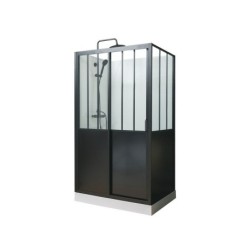 Cabine de douche d'angle L.120 x l.90 cm noir, Artelo