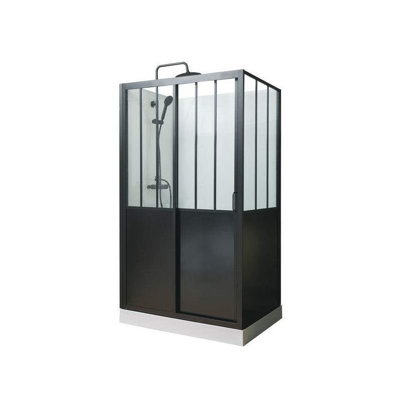 Cabine de douche d'angle L.120 x l.90 cm noir, Artelo