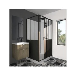 Cabine de douche d'angle L.120 x l.90 cm noir, Artelo