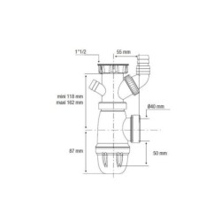 Siphon évier bi-matière-joint intégré + prises,CONNECTIC