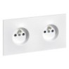 Double Prise Avec Terre Horizontal Neptune, Blanc, Legrand