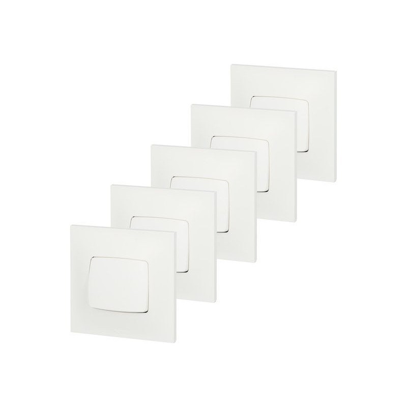 Lot De 5 Interrupteurs Va-Et-Vient Neptune, Blanc, Legrand