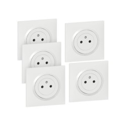 Lot De 5 Prises Avec Terre Complet Dooxie, Legrand, Blanc