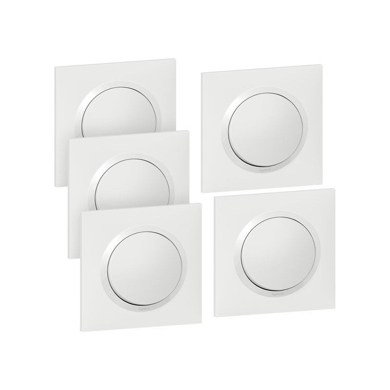 Lot De 5 Interrupteurs Va-Et-Vient Complet, Legrand Dooxie, Blanc