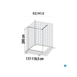 Paroi de douche à l'italienne, L.120 cm, Ep. 8 mm, verre transparent, chromé Remix