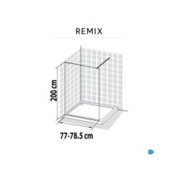 Paroi de douche à l'italienne verre transparent, l.80 cm, Ep.8 mm chromé Remix