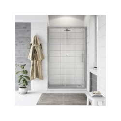 Porte de douche coulissante transparente, chromé, 120 cm, quad