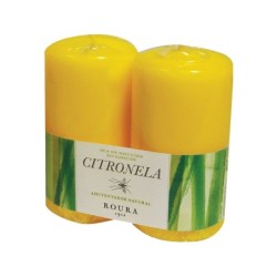 Lot de 2 bougies cylindrique anti moustique citronnelle, 100 x 50 mm