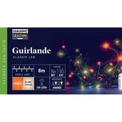 Guirlande électrique 8 m lumineuse de Noël Flicker,128 leds blanc chaud / orange