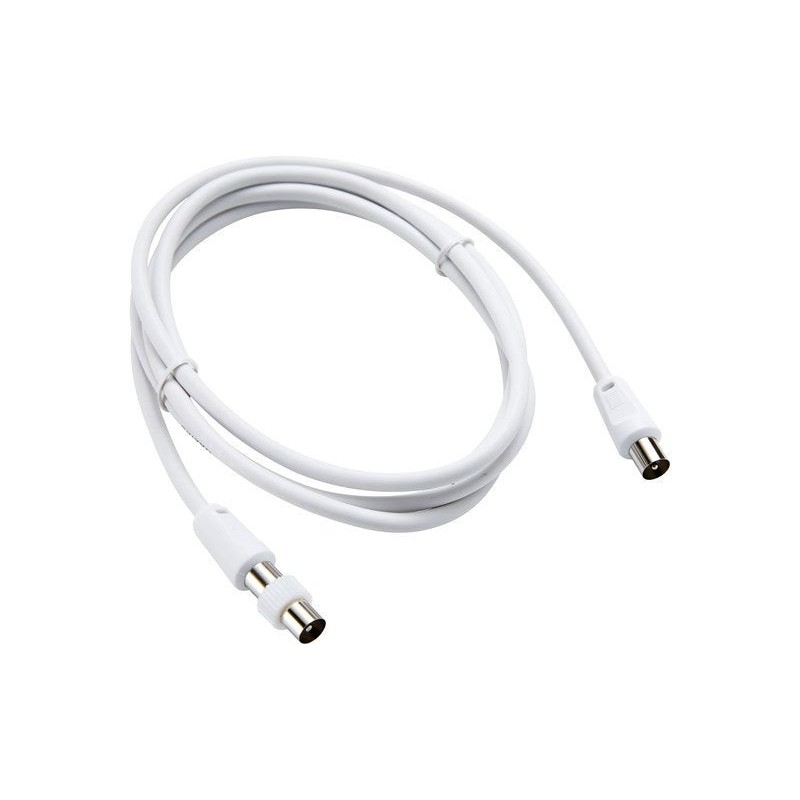 Câble coaxial 9.52m² femelle / mâle blanc 2m + adaptateur mâle/mâle, EVOLOGY