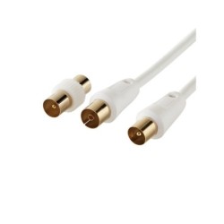 Câble coaxial 9.52m² femelle / mâle blanc 5m + adaptateur mâle mâle, EVOLOGY