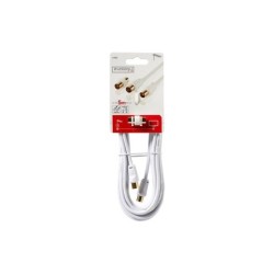 Câble coaxial 9.52m² femelle / mâle blanc 5m + adaptateur mâle mâle, EVOLOGY