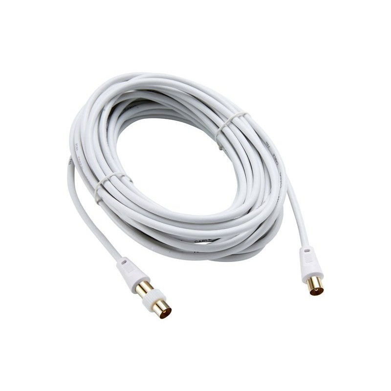 Câble Coaxial 9.52 Femelle Mâle Blanc 10M + Adaptateur Mâle Mâle Evology