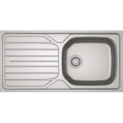 Evier à encastrer 1 grand bac avec égouttoir, inox, gris / argent Loki