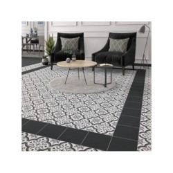 Carrelage Sol/Mur Forte Carreau De Ciment Noir Patrimony Rosace L.20 X L.20 Cm