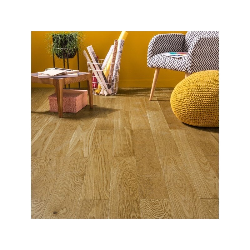 Parquet contrecollé forte chêne blond vitrifié M BARLINEK, l.13 cm