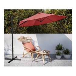 Parasol déporté NATERIAL Avea rouge hexagonal, L.289 x l.289 cm