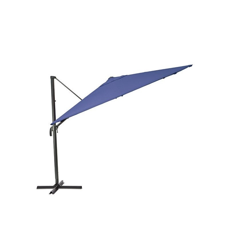 Parasol déporté NATERIAL Aura bleu carré, L.286 x l.286 cm