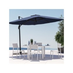 Parasol déporté NATERIAL Aura bleu carré, L.286 x l.286 cm