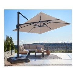 Parasol déporté NATERIAL Sonora taupe carré, L.288 x l.288 cm