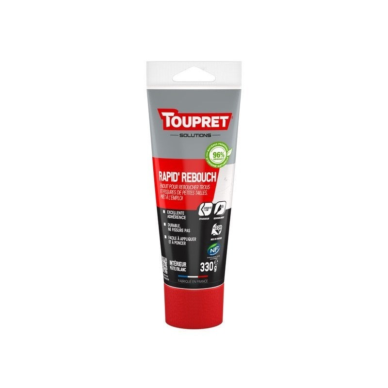 Enduit de rebouchage Rapid Rebouch en pâte pour mur / plafond, TOUPRET, 0.33 kg