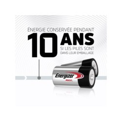 Lot de 2 piles alcaline LR14 C, ENERGIZER, 1.5 V max