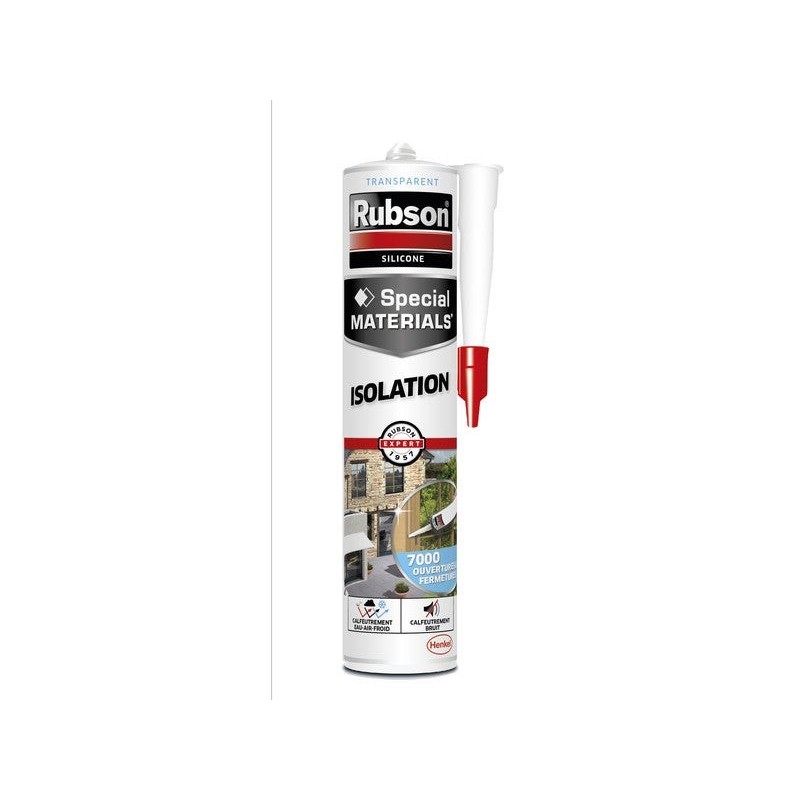 Mastic isolation porte/fenêtre transparent RUBSON cartouche 280ml