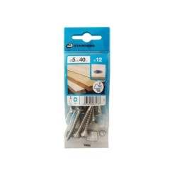 Lot De 12 Vis Inox Tête Fraisée Standers, Diam.5 Mm X L.40 Mm