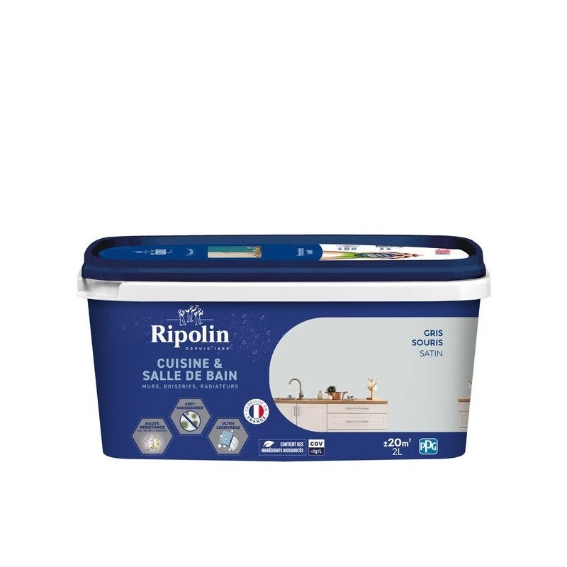 Peinture Mur Cuisine Et Bain Ripolin Gris Souris Satiné 2 L