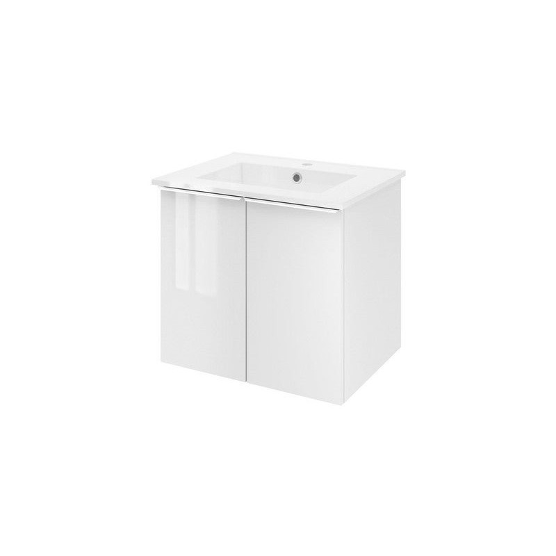 Meuble de salle de bains simple vasque l.59 x H.53 x P.44.1 cm, blanc, Essential