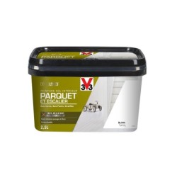 Peinture sol, parquet escalier Décolab V33, blanc satiné, 2.5L