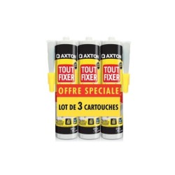 Lot de 3 cartouches colle mastic Tout Fixer, AXTON, 310 ml blanc