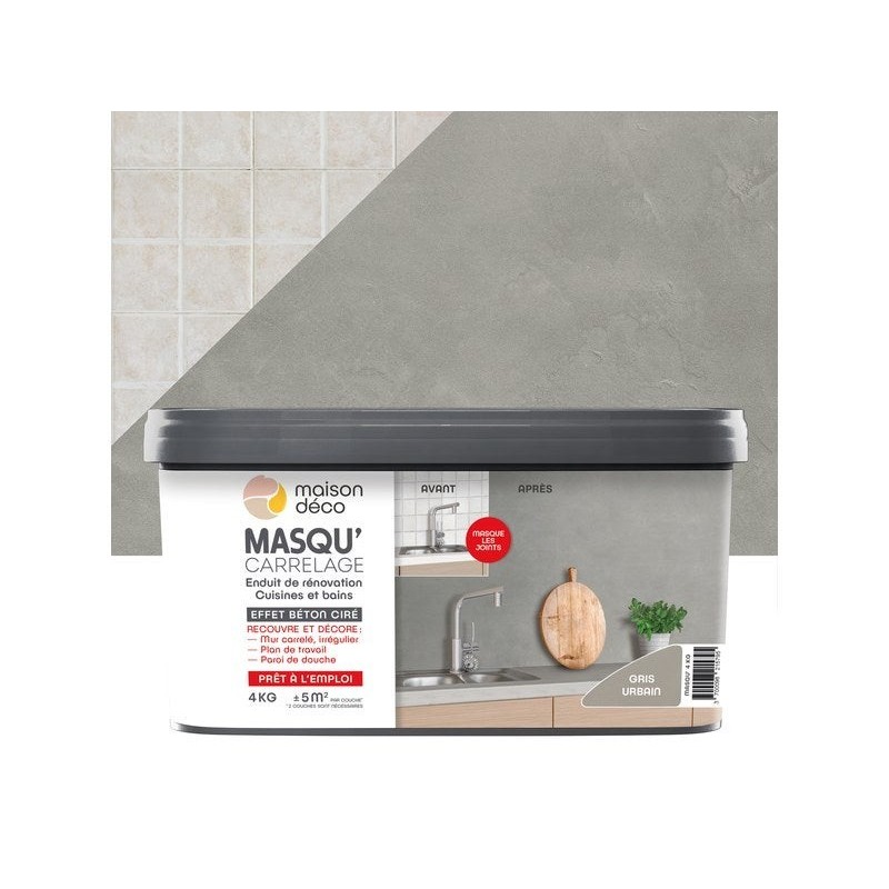 Enduit Masqu'Carrelage Et Mur Maison Deco, Gris Urbain, 4 Kg