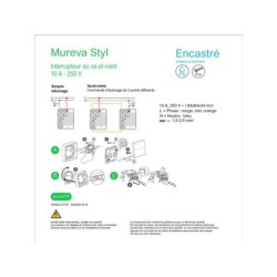 Interrupteur va-et-vient étanche encastré complet Mureva Styl, SCHNEIDER ELECTRIC, blanc