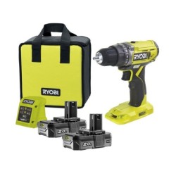 Perceuse Sans Fil Ryobi, 18 V 2 Ah, 2 Batteries One+ R18Dd2-220S