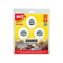 Lot de 3 répulsifs ultrasons souris, insectes rampants, protégent 3 x 45 m²