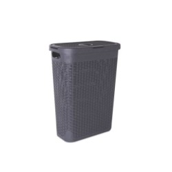 Panier à linge plastique Cottage L.26.8 X H.60 X P.46.2 cm gris