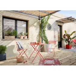 Table de jardin NATERIAL Flora carré rouge cocktail, 2 personnes