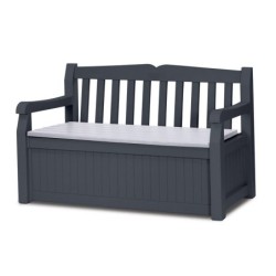 Banc coffre de jardin résine EDEN GARDEN gris, L.140 x H.84 x P.60 cm