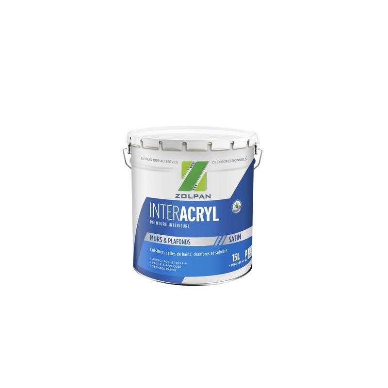 Peinture Mur Et Plafond Zolpan Inter Acrylique Blanc Satiné, 15 L