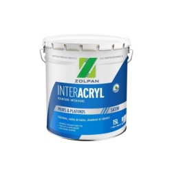 Peinture Mur Et Plafond Zolpan Inter Acrylique Blanc Satiné, 15 L