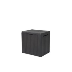 Coffre de jardin résine city Cube gris, L.56 X H.57.5 X P.45 Cm