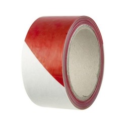 Ruban de signalisation rouge et blanc chantier 100 m en plastique, L.100 m x l.50 mm