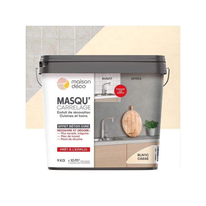 Enduit Masqu'Carrelage Et Mur Maison Deco, Blanc Cassé, 9 Kg