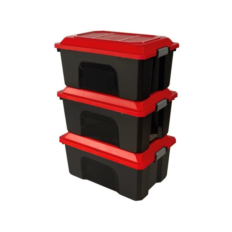 Lot de 3 malles DIY SUNDIS 40L noir/rouge