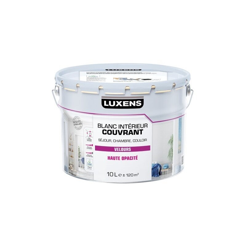 Peinture mur, plafond et boiserie couvrante, LUXENS, 10 L blanc velours