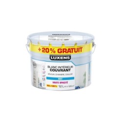 Peinture mur, plafond, boiserie blanc mat LUXENS Couvrant 10L+20% gratuit