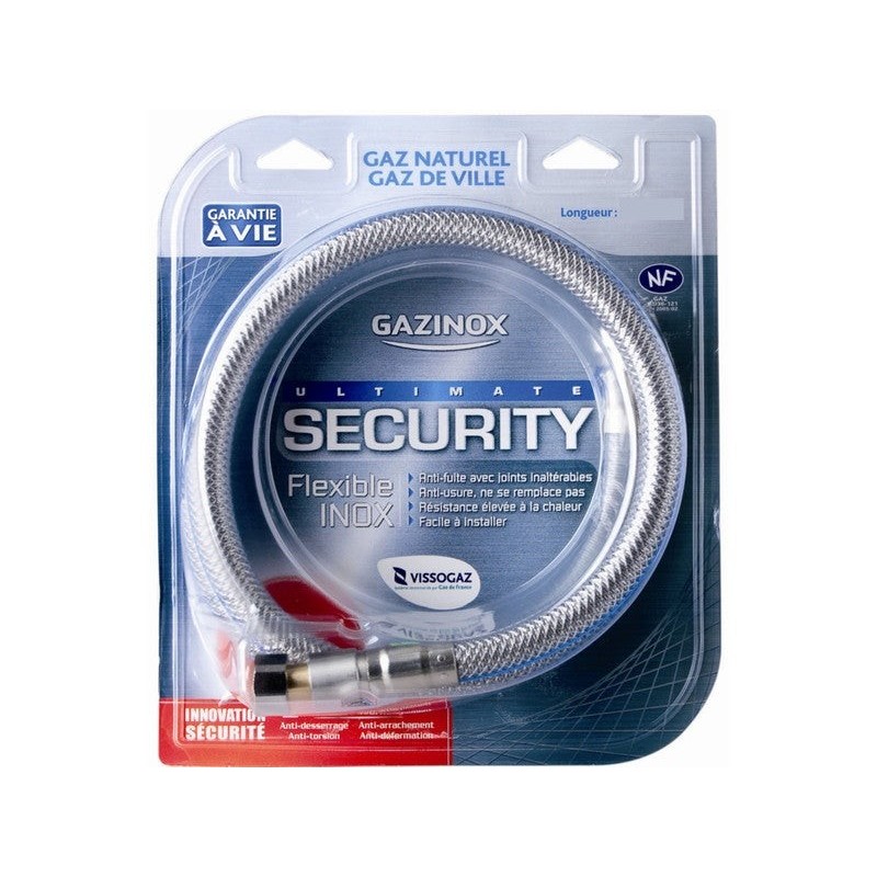 Flexible Inox Gaz Naturel Validité Illim. Garantie À Vie, 1.5M Gazinox Security