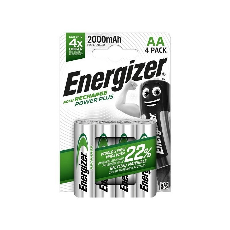 Lot De 4 Piles Rechargeable Aa Power Plus, 2500 Mah, Energizer