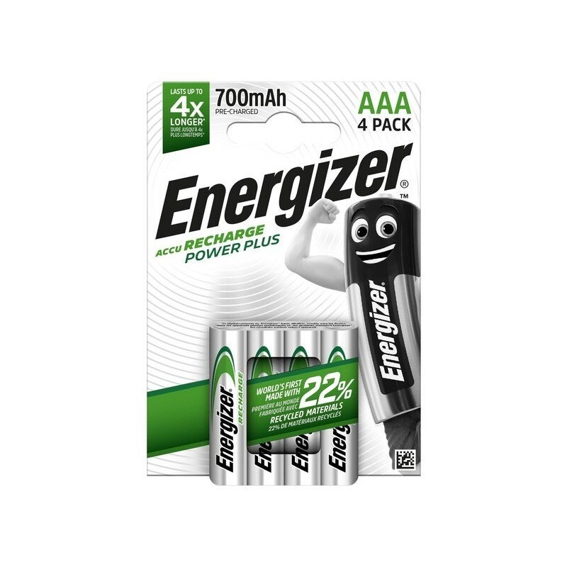 Lot de 4 piles rechargeable AAA Power Plus, ENERGIZER, 700 mAh